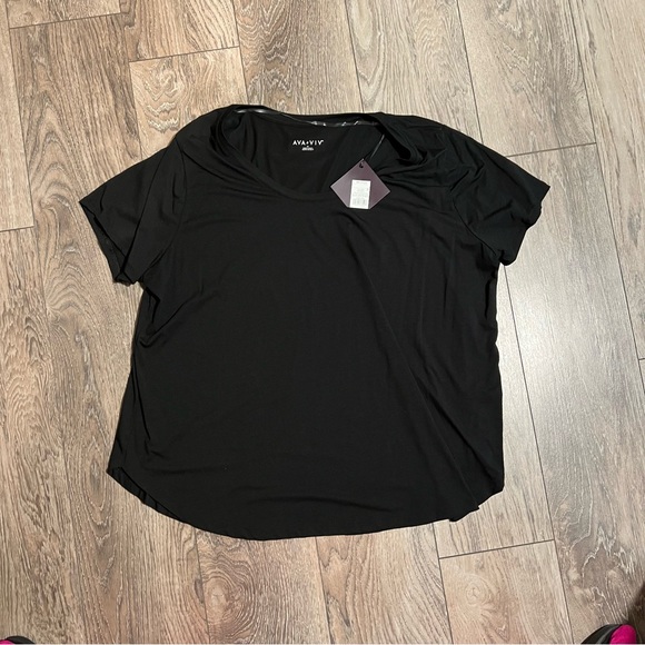 NWT Ava and Viv 3x short sleeve black top - Picture 1 of 3